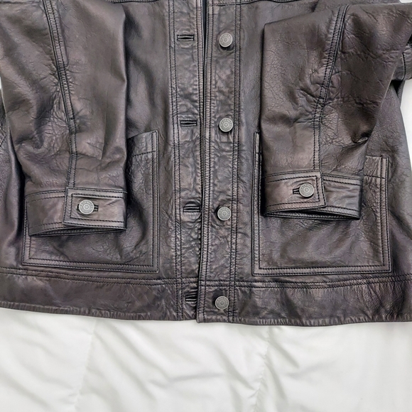 madewell washed leather chore jacket
